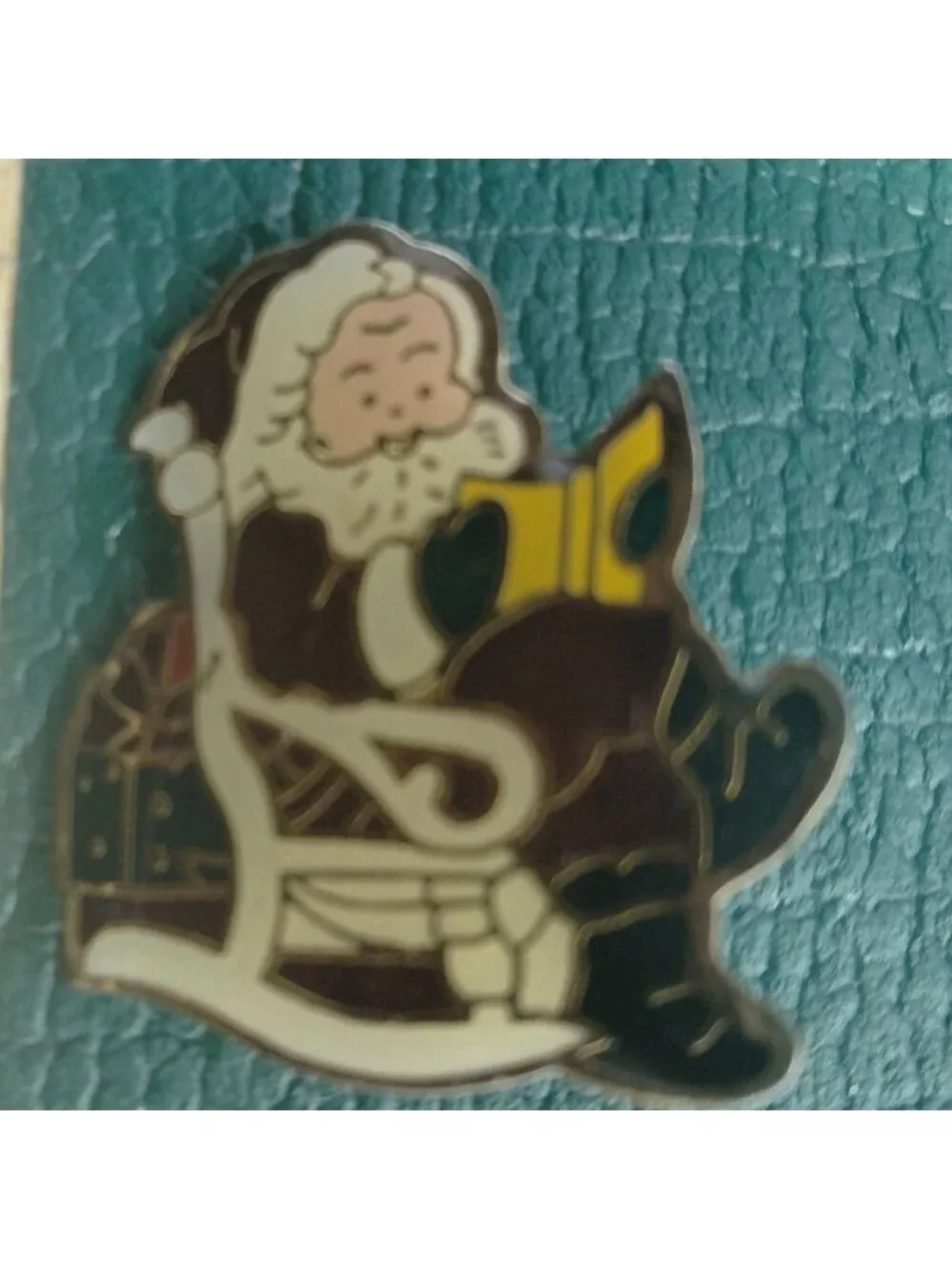 Santa Claus Christmas Pin Brooch Rocking Chair Reading Storytime Holiday Jewelry